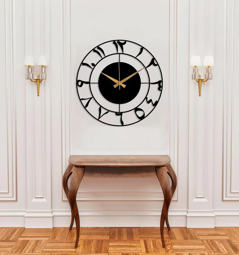 Elegant Arabic Numeral Metal Wall Clock – 40x40cm | Islamic Modern Decor