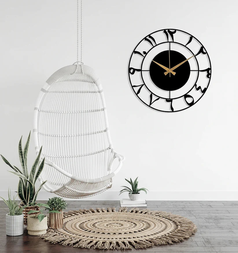 Elegant Arabic Numeral Metal Wall Clock – 40x40cm | Islamic Modern Decor